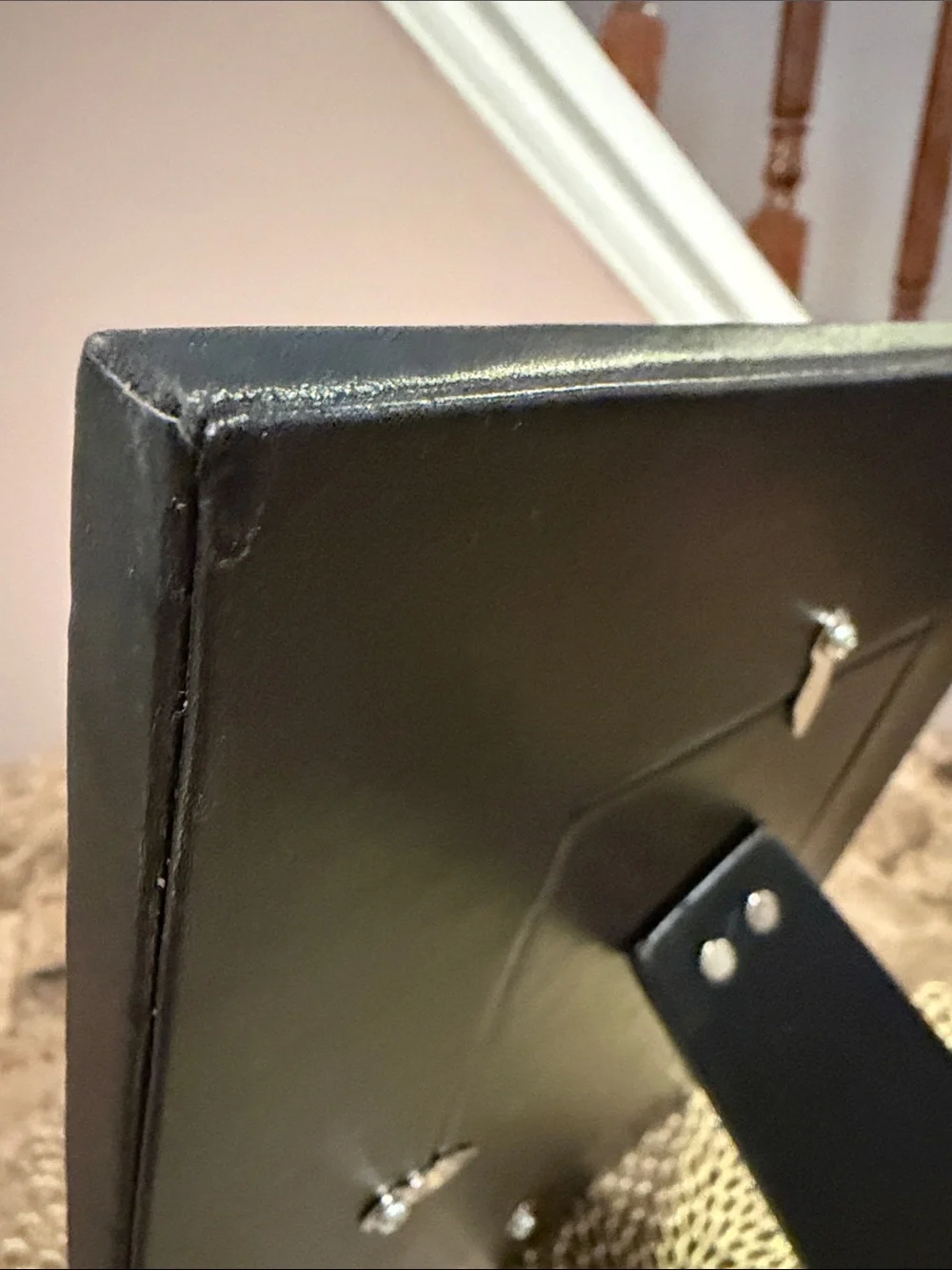 Black Leather 4x6 Picture Frame with White Stitching